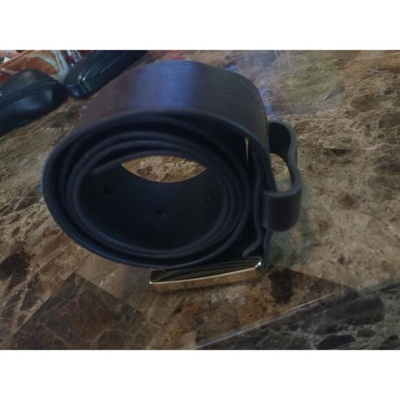 Michael Kors Dark Brown Faux Leather Gold Buckle Belt Size Small - Picture 5 of 6